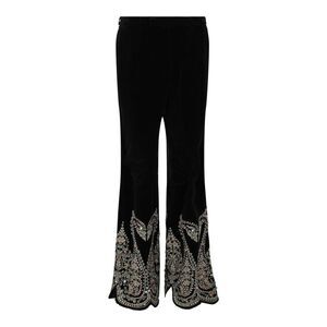 Gucci Embroidered Velvet Pants Black Mens